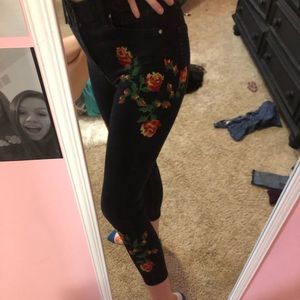 Embroidered black jeans